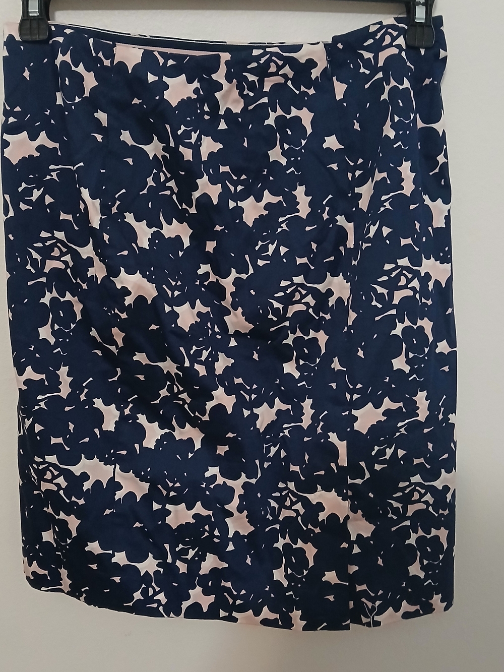 Talbots Navy and Blush Floral Pencil Skirt